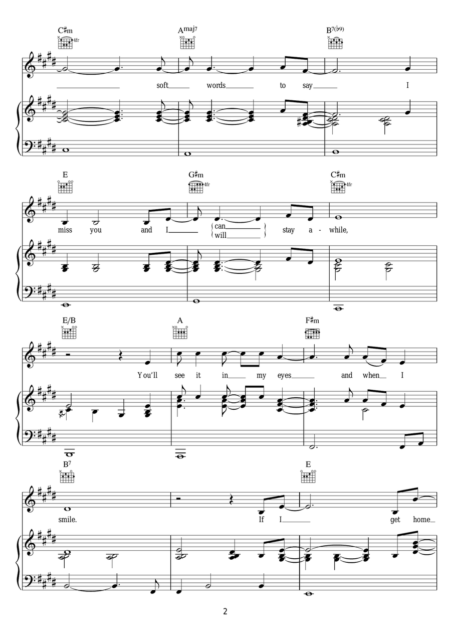 If I Get Home On Christmas Day Piano, Vocal scores gallery preview page 2