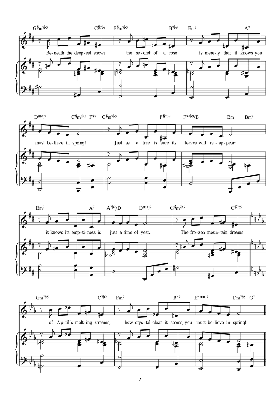 You Must Believe In Spring Piano, Vocal scores gallery preview page 2