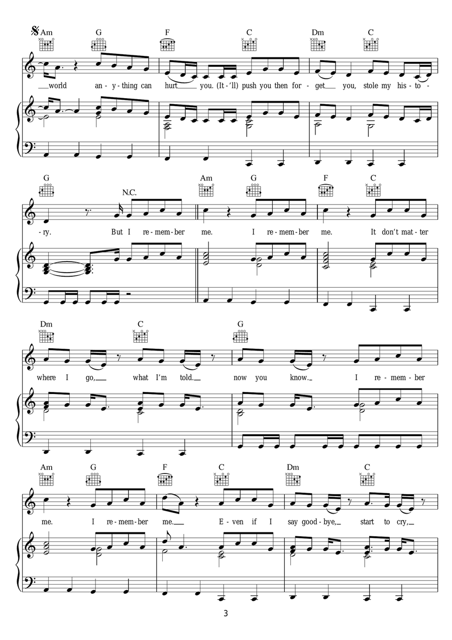 I Remember Me I Remember Me Piano, Vocal scores gallery preview page 3