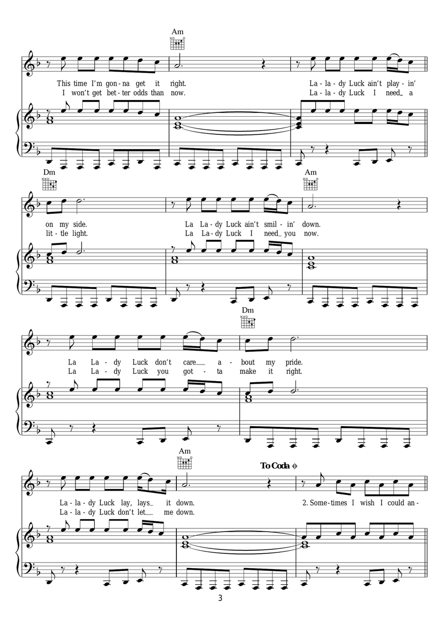 Lady Luck Lady Luck Piano, Vocal scores gallery preview page 3