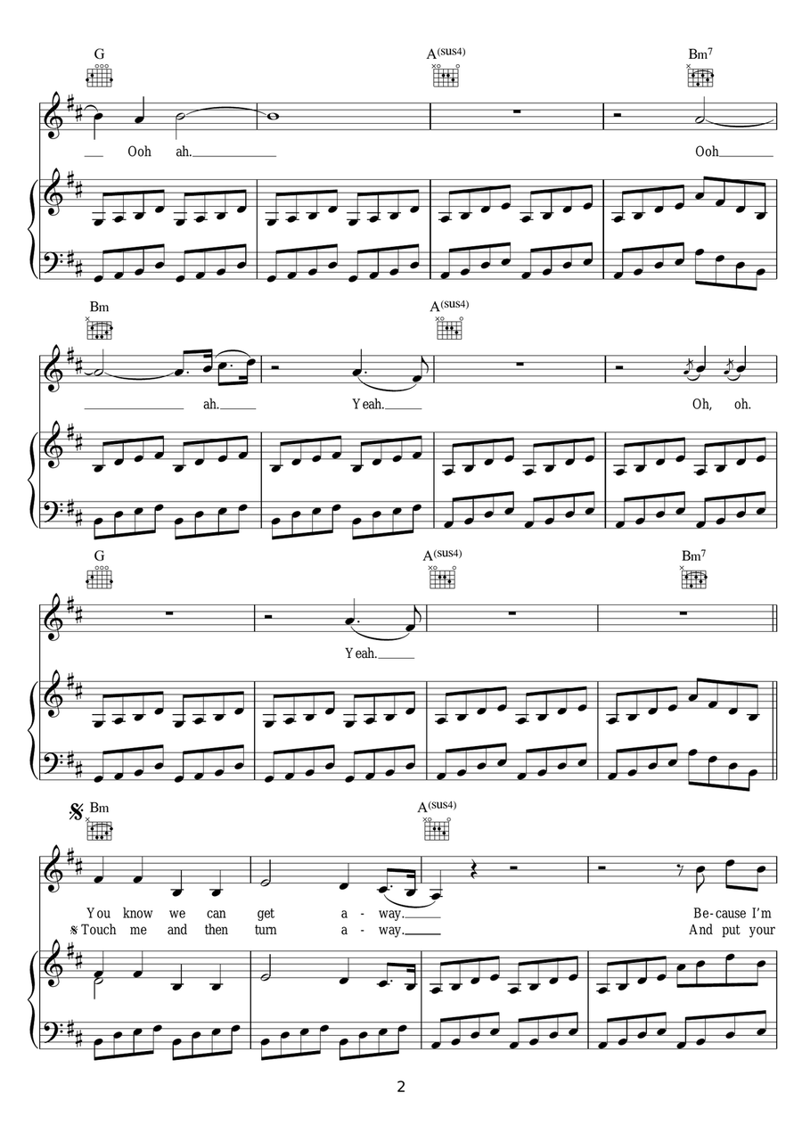 Hanging On Hanging On Piano, Vocal scores gallery preview page 2
