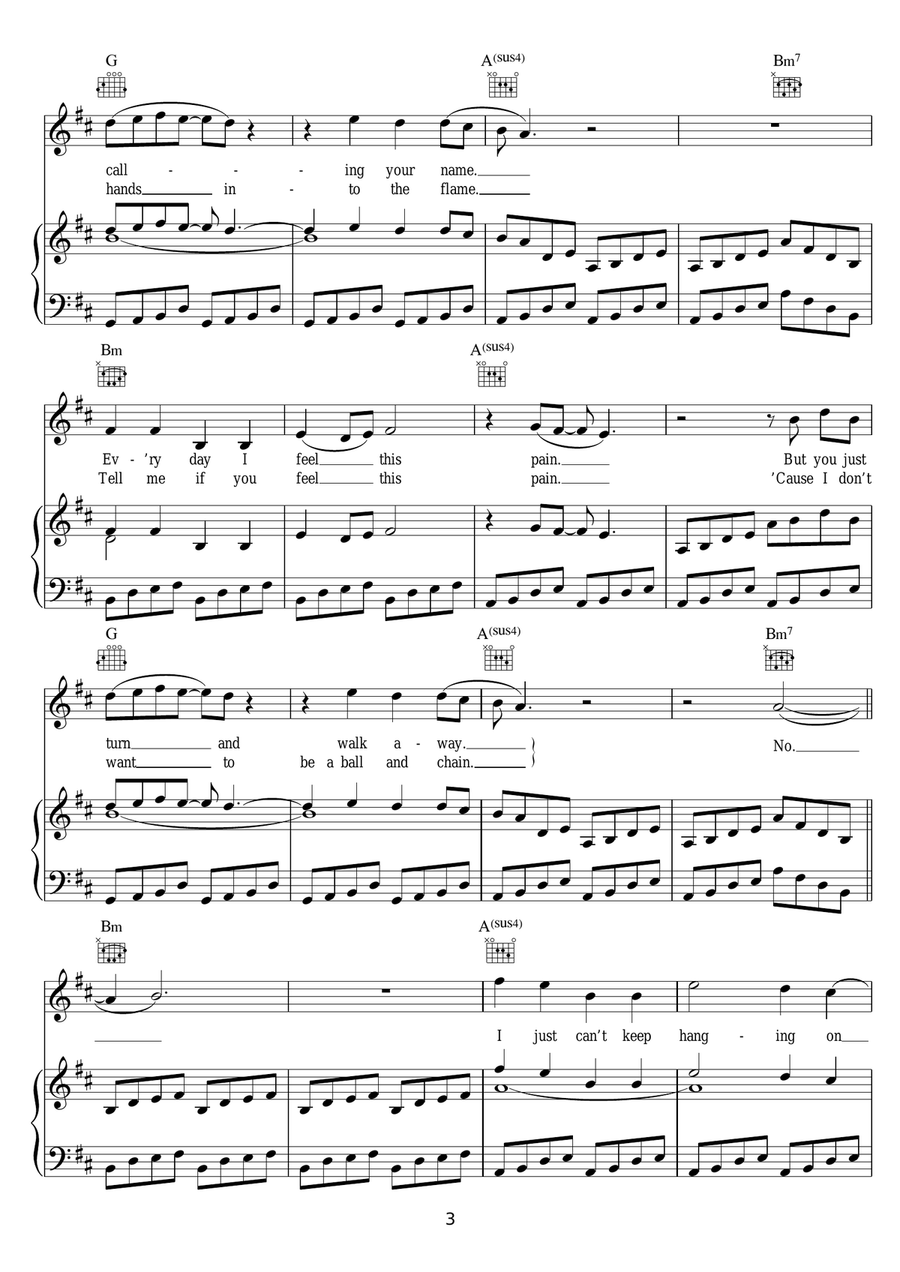 Hanging On Hanging On Piano, Vocal scores gallery preview page 3