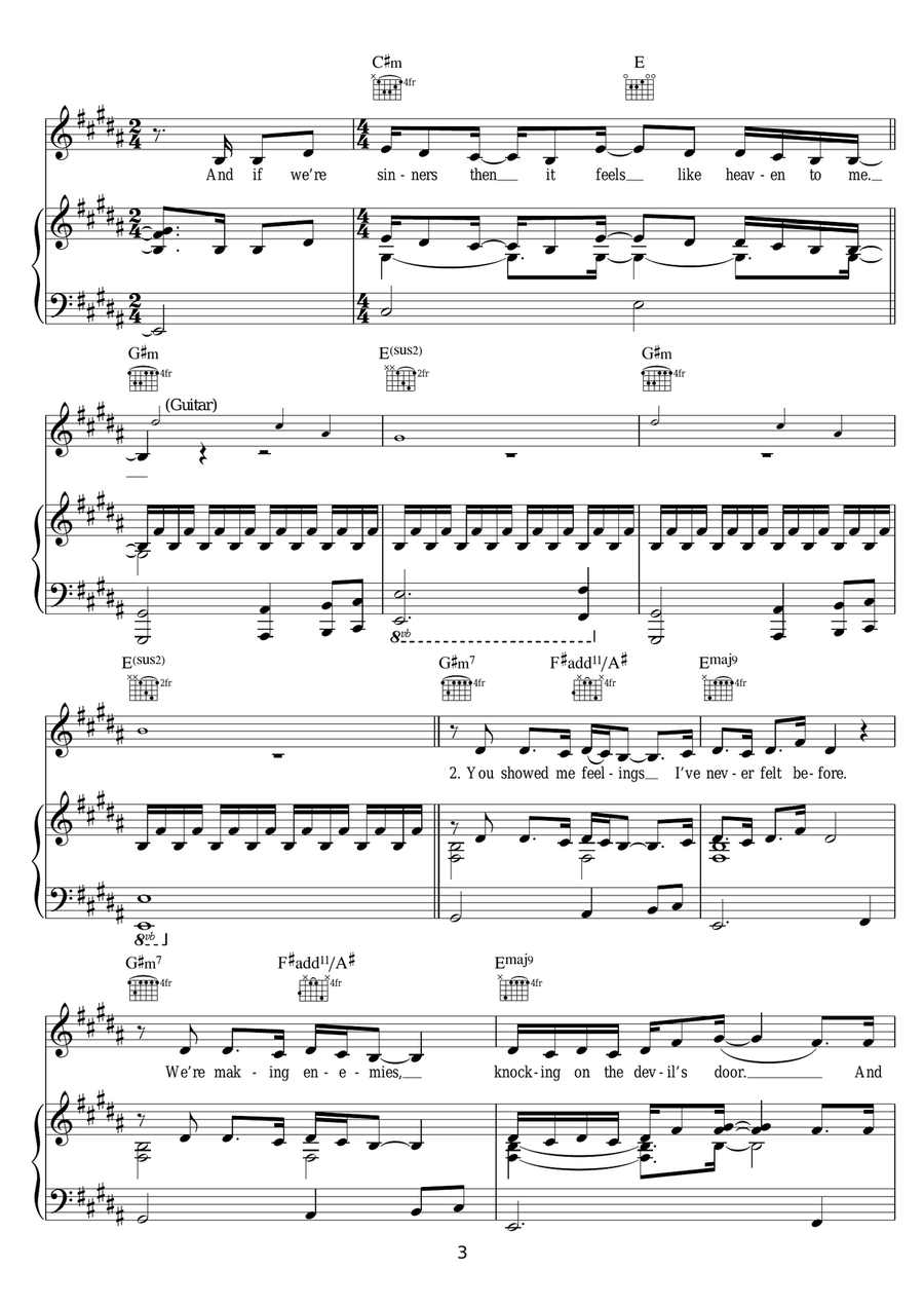 Sinners Sinners Piano, Vocal scores gallery preview page 3