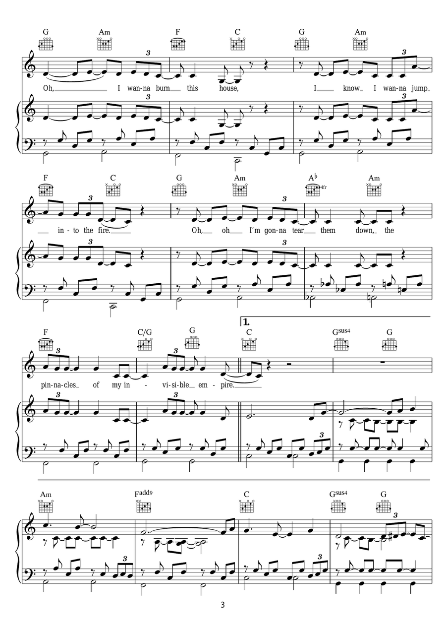 Invisible Empire Invisible Empire Piano, Vocal scores gallery preview page 3