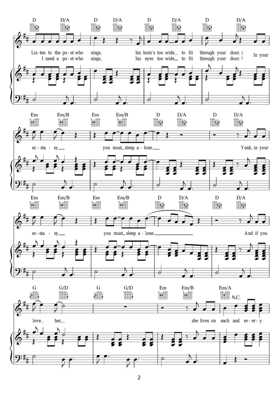 Each And Every Road Each And Every Road Piano, Vocal scores gallery preview page 2
