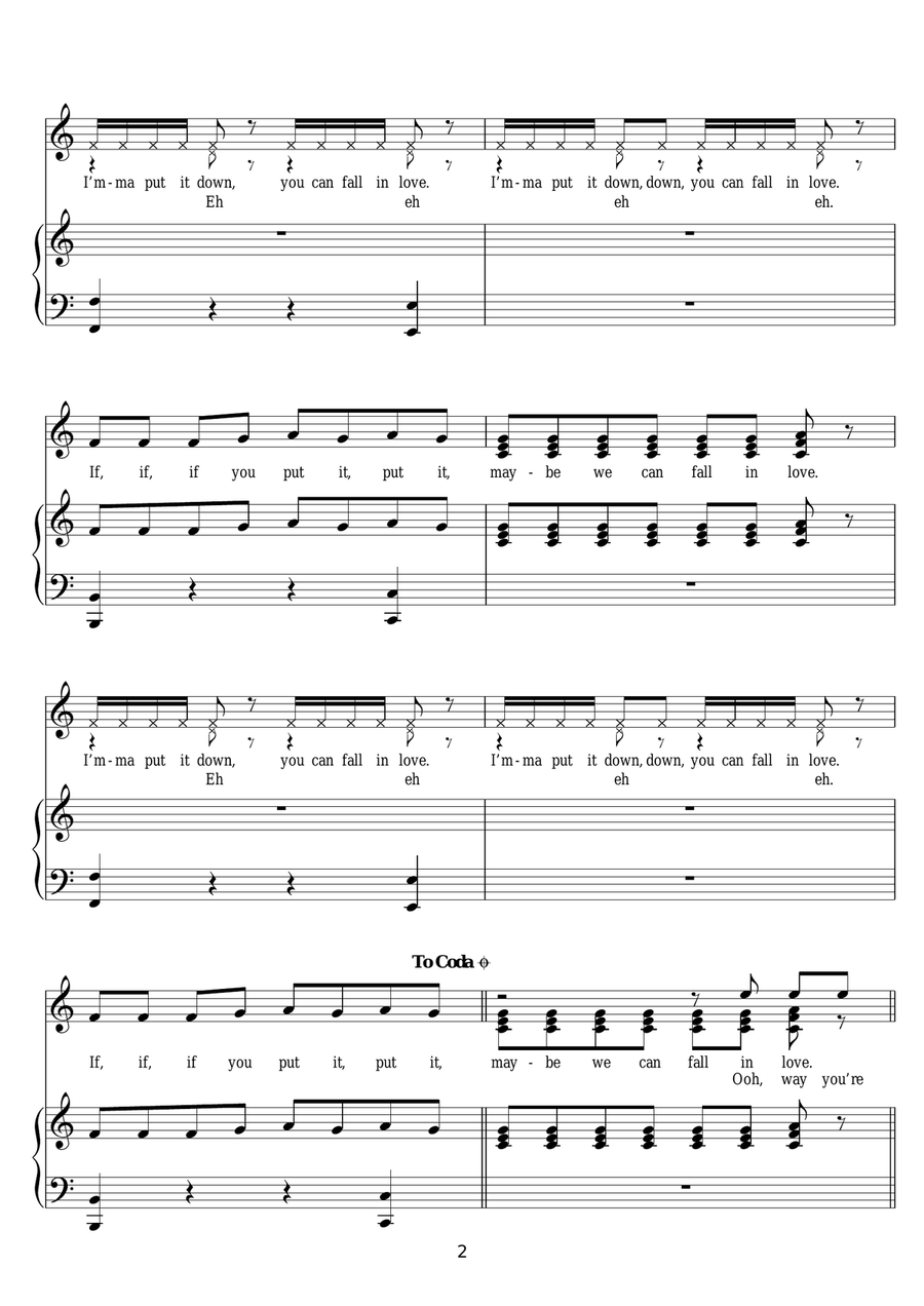Put It Down (featuring Chris Brown) Piano, Vocal scores gallery preview page 2