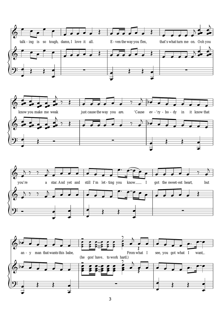 Put It Down (featuring Chris Brown) Piano, Vocal scores gallery preview page 3