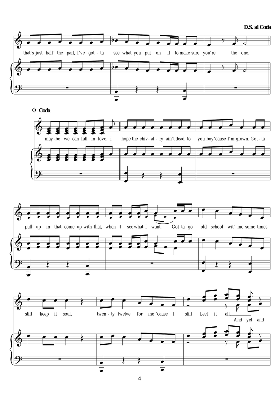 Put It Down (featuring Chris Brown) Piano, Vocal scores gallery preview page 4