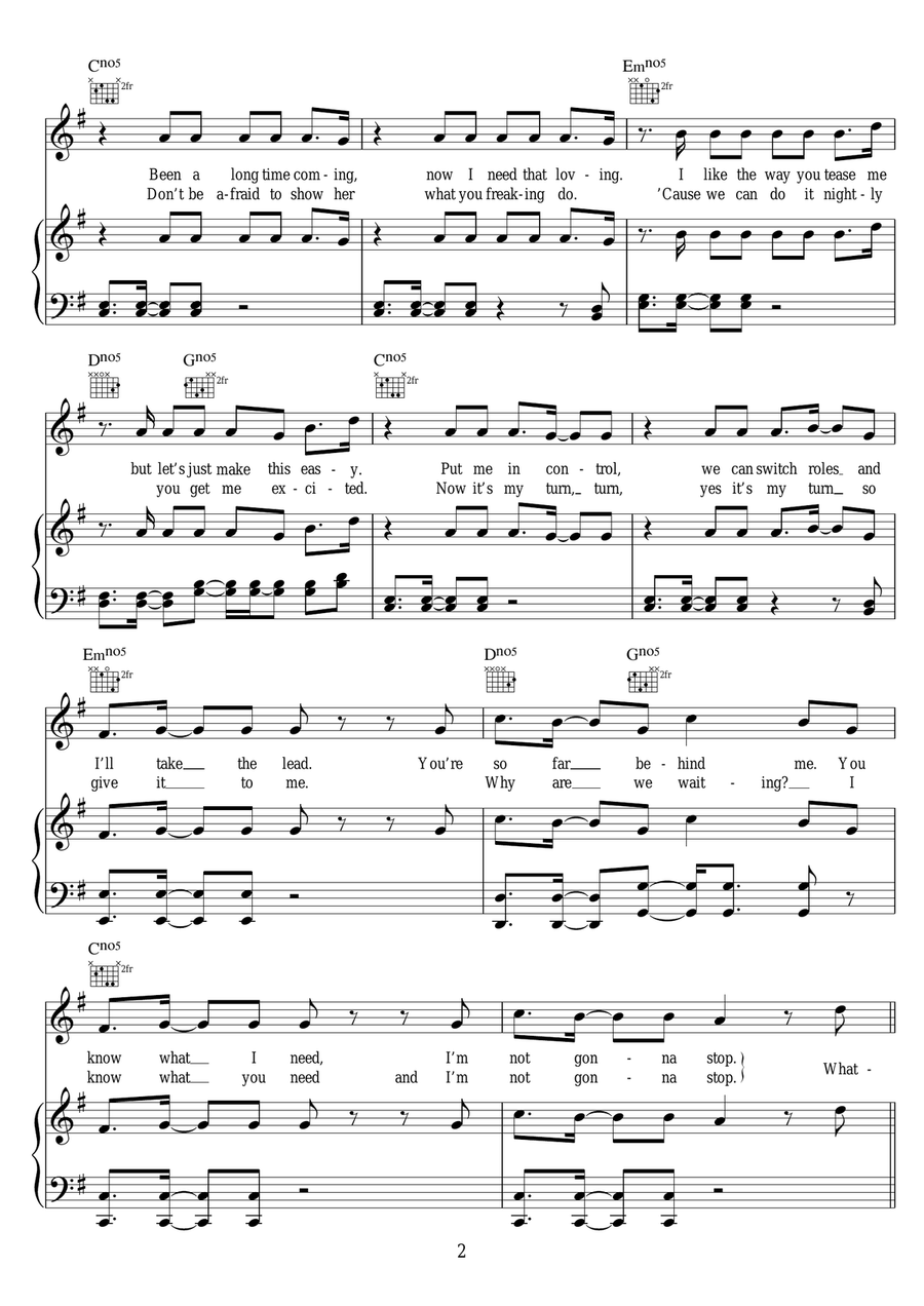 What About Us (featuring Sean Paul) Piano, Vocal scores gallery preview page 2