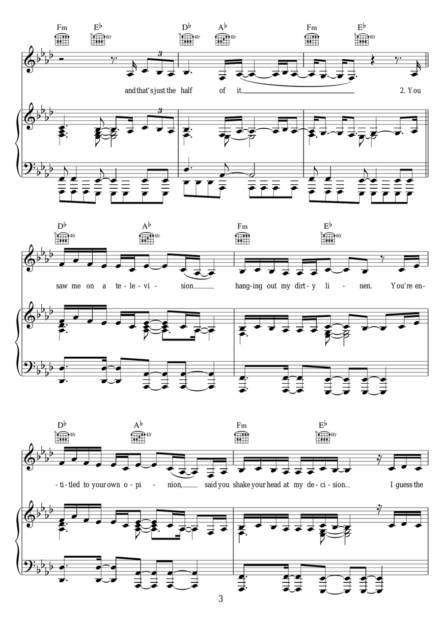 Half Of Me Half Of Me Piano, Vocal scores gallery preview page 3