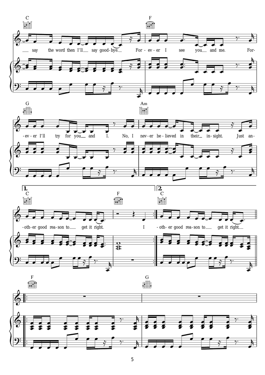 Forever Forever Piano, Vocal scores gallery preview page 5