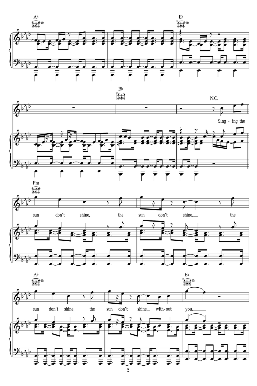Sonnentanz (Sun Don't Shine) Piano, Vocal scores gallery preview page 5