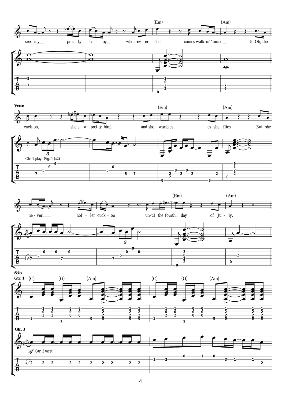 The Cuckoo The Cuckoo Electric Guitar scores gallery preview page 4