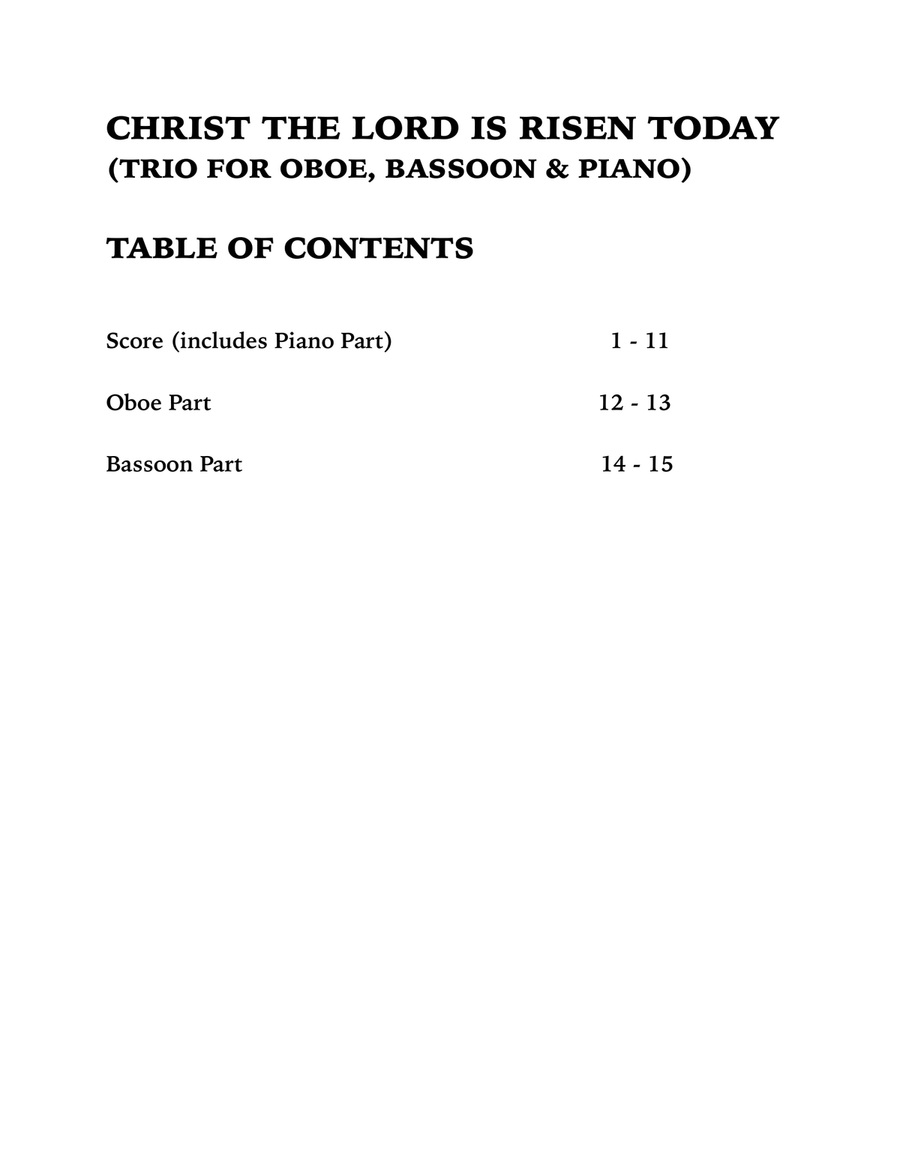 Christ the Lord is Risen Today (Trio for Oboe, Bassoon and Piano) Small Ensemble scores gallery preview page 4