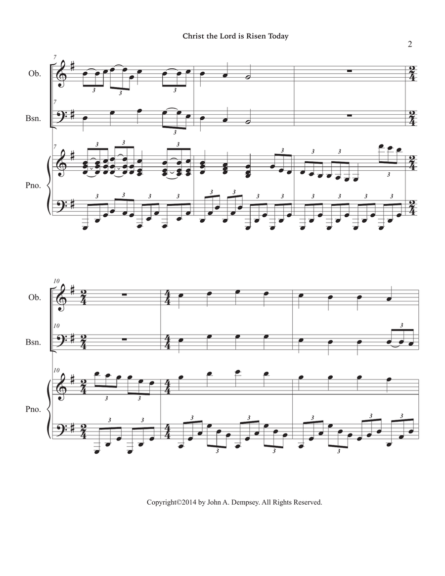 Christ the Lord is Risen Today (Trio for Oboe, Bassoon and Piano) Small Ensemble scores gallery preview page 6