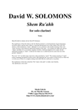 David W. Solomons: Shem Ru’ahh for clarinet solo