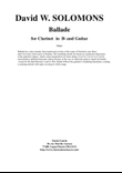 David W. Solomons: Ballade for Bb clarinet and guitar