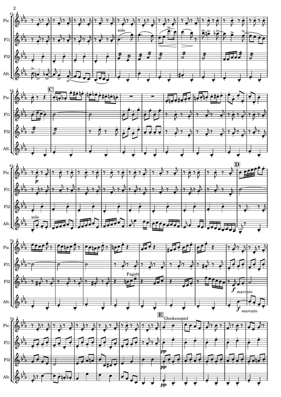 Johann Strauss II - Perpetuum Mobile for Flute Quartet Flute Quartet scores gallery preview page 2