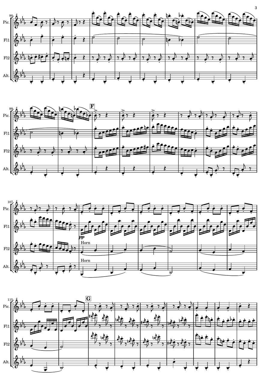 Johann Strauss II - Perpetuum Mobile for Flute Quartet Flute Quartet scores gallery preview page 3