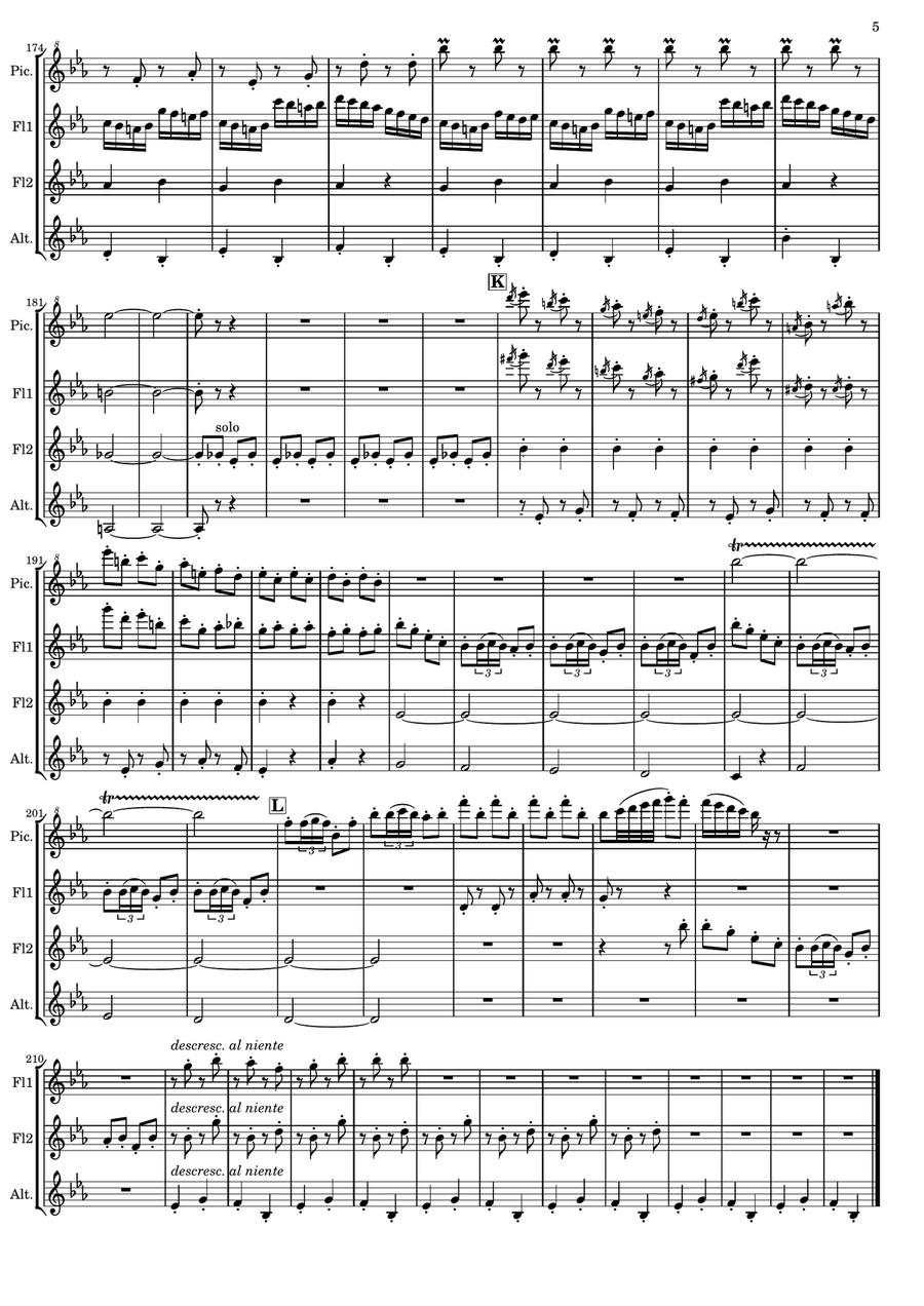 Johann Strauss II - Perpetuum Mobile for Flute Quartet Flute Quartet scores gallery preview page 5