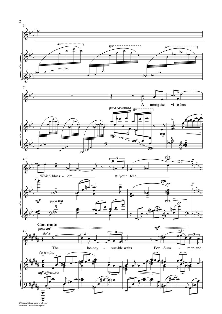 O Wind, Where Have You Been? for Soprano & Piano Unison Choir scores gallery preview page 2