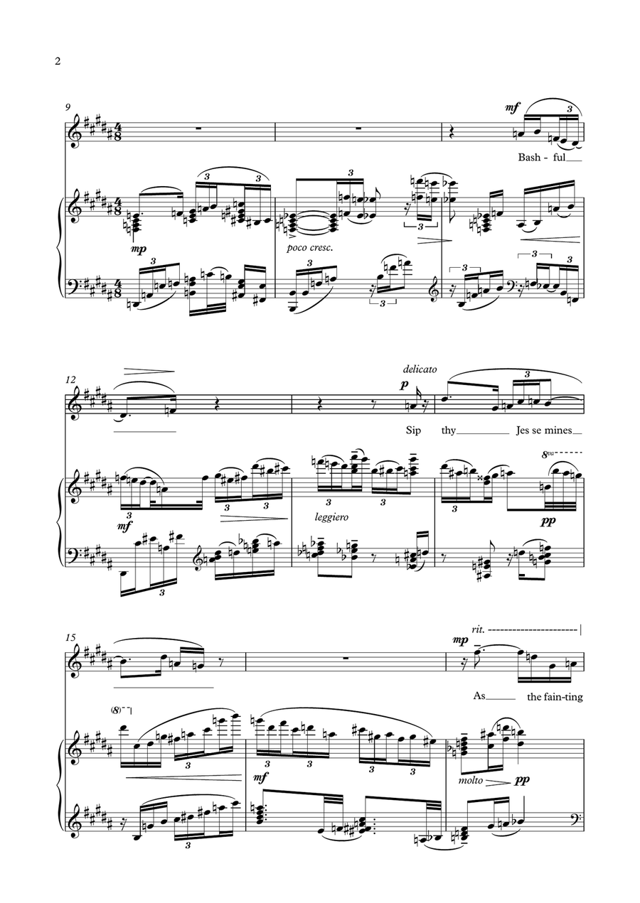 Come Slowly, Eden! for Soprano & Piano Unison Choir scores gallery preview page 2