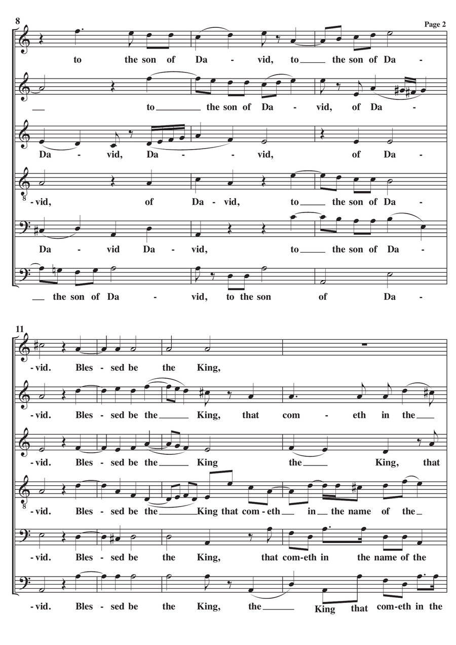 Hosanna To The Son Of David A Cappella SSATBB Divisi scores gallery preview page 2
