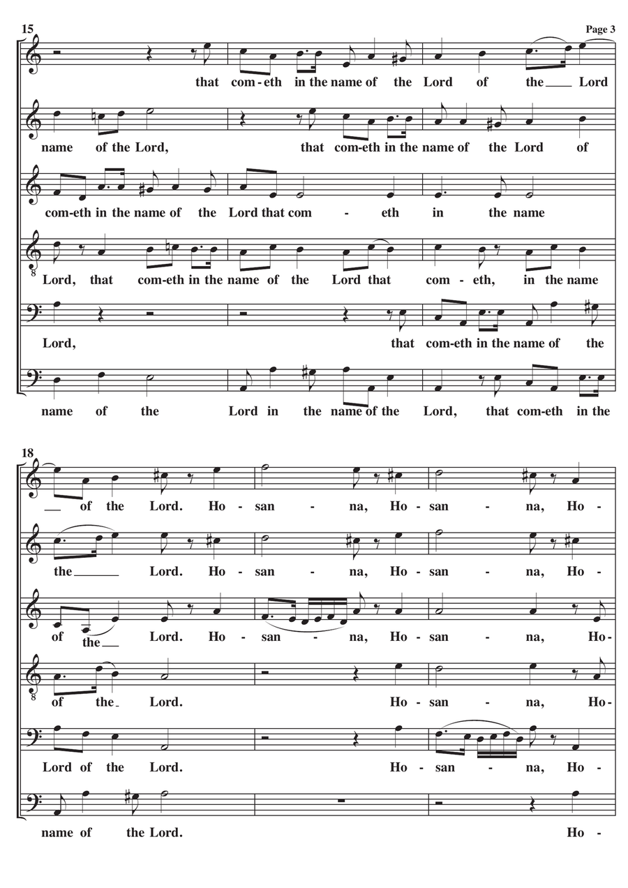 Hosanna To The Son Of David A Cappella SSATBB Divisi scores gallery preview page 3