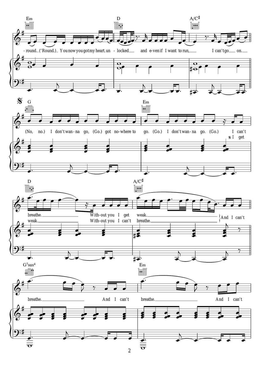 Can't Breathe Can't Breathe Piano, Vocal scores gallery preview page 2
