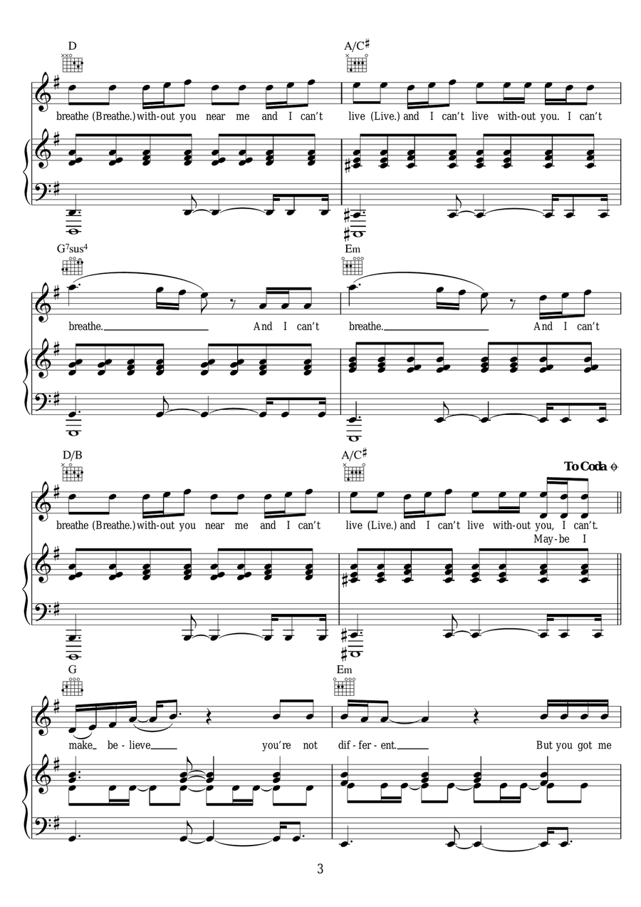 Can't Breathe Can't Breathe Piano, Vocal scores gallery preview page 3