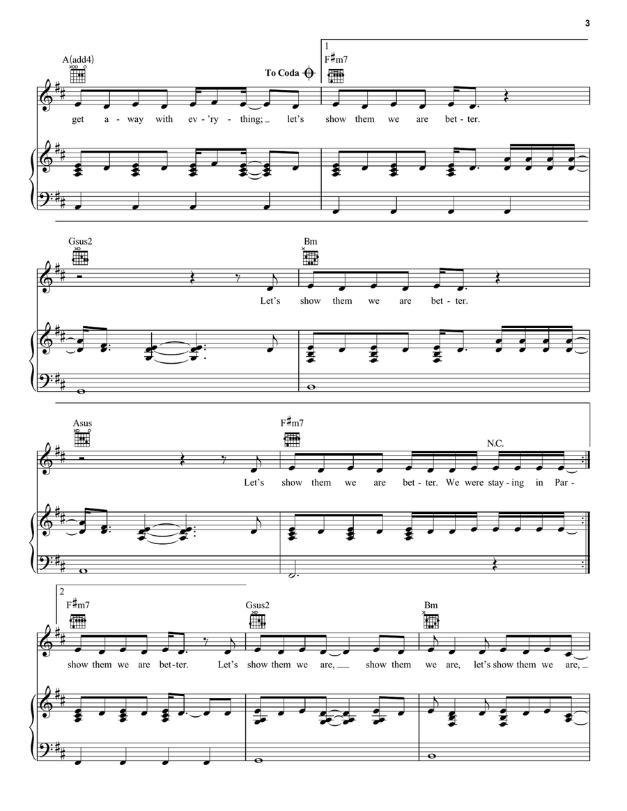 Paris Paris Piano, Vocal, Guitar scores gallery preview page 3