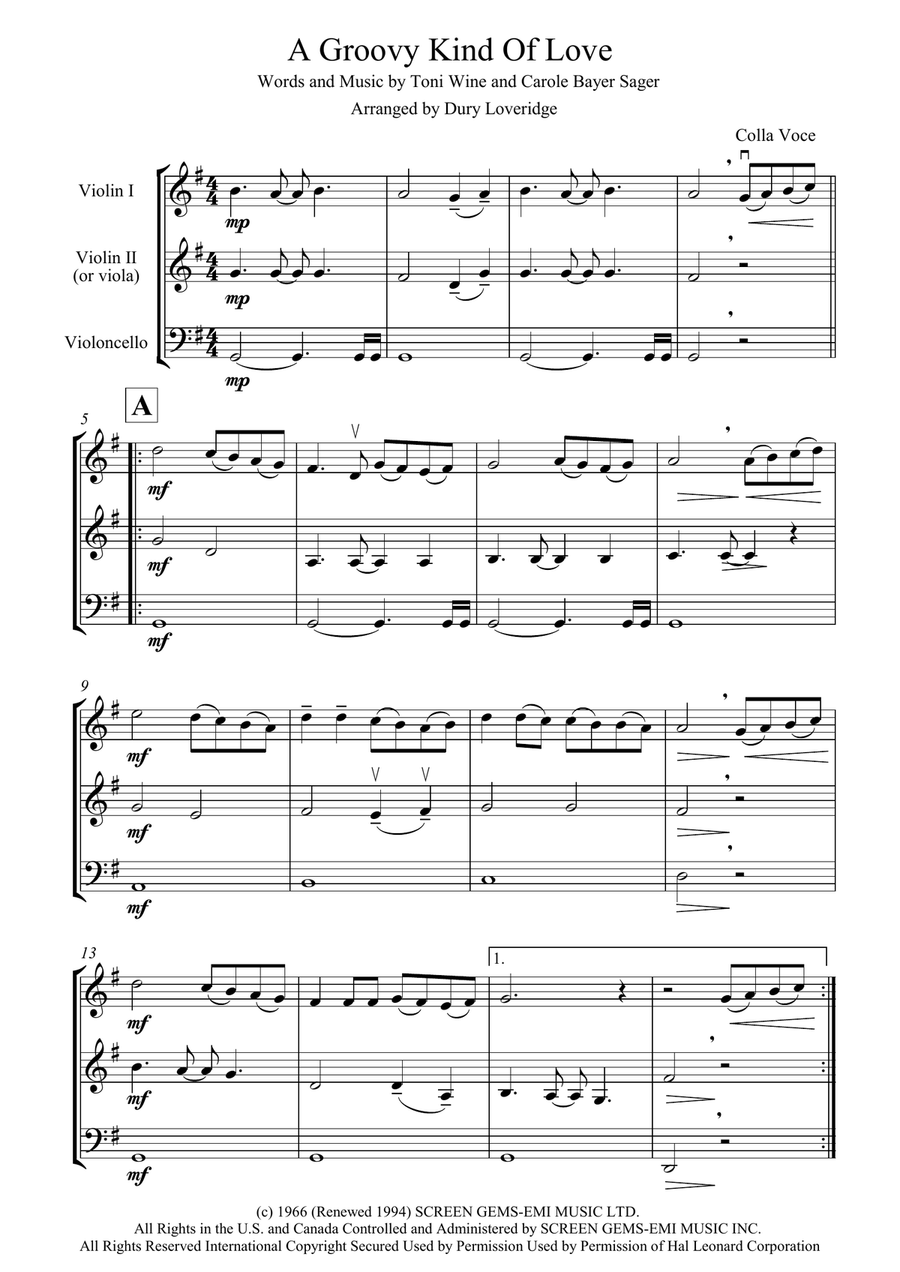 A Groovy Kind Of Love A Groovy Kind Of Love String Trio scores gallery preview page 2