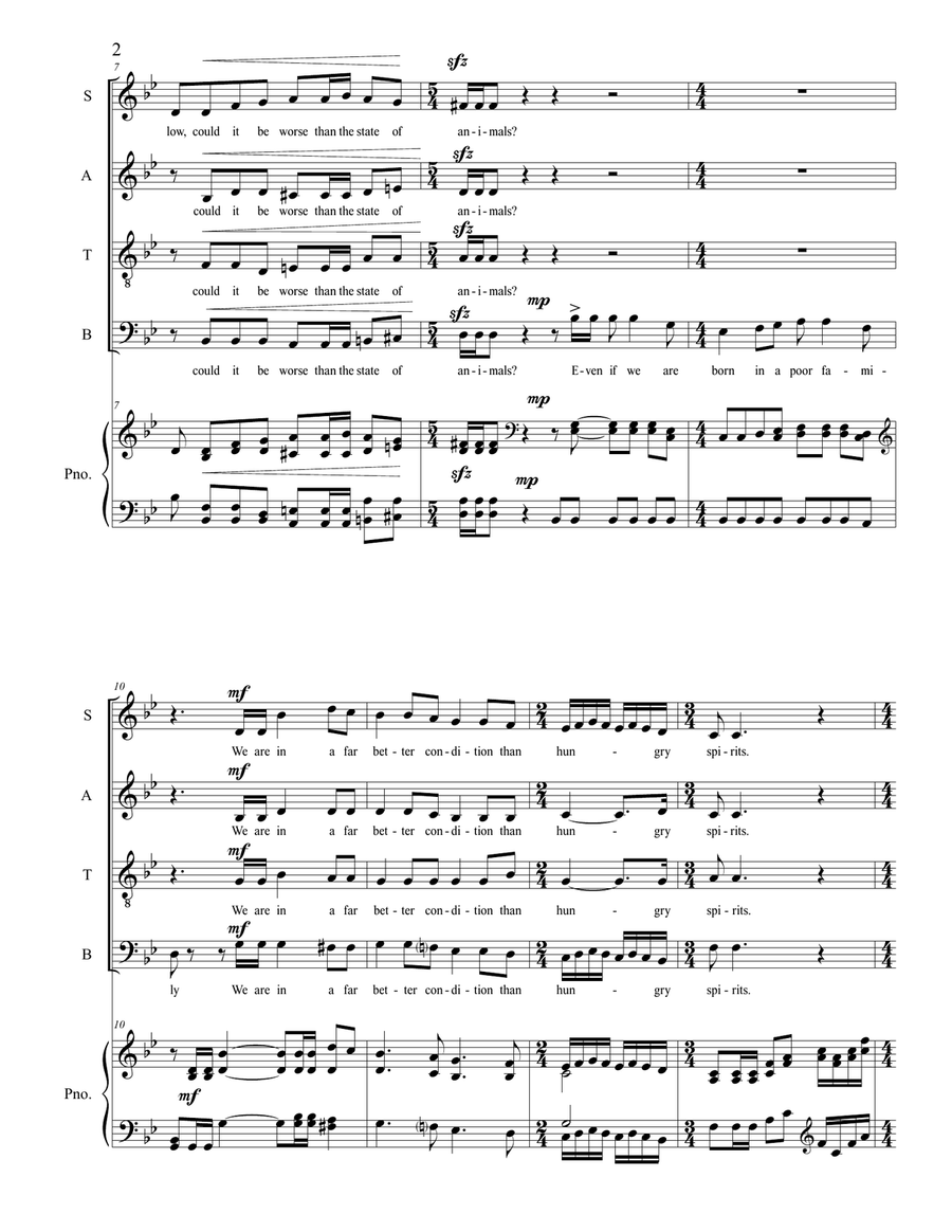 Dharma Words at Yokawa for Chorus SATB with Piano Accompaniment 4-Part scores gallery preview page 2