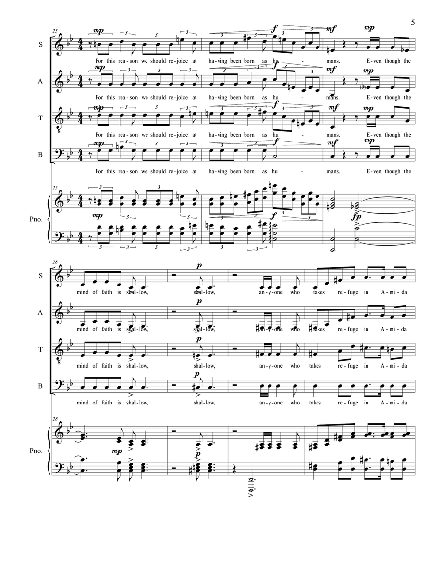 Dharma Words at Yokawa for Chorus SATB with Piano Accompaniment 4-Part scores gallery preview page 5