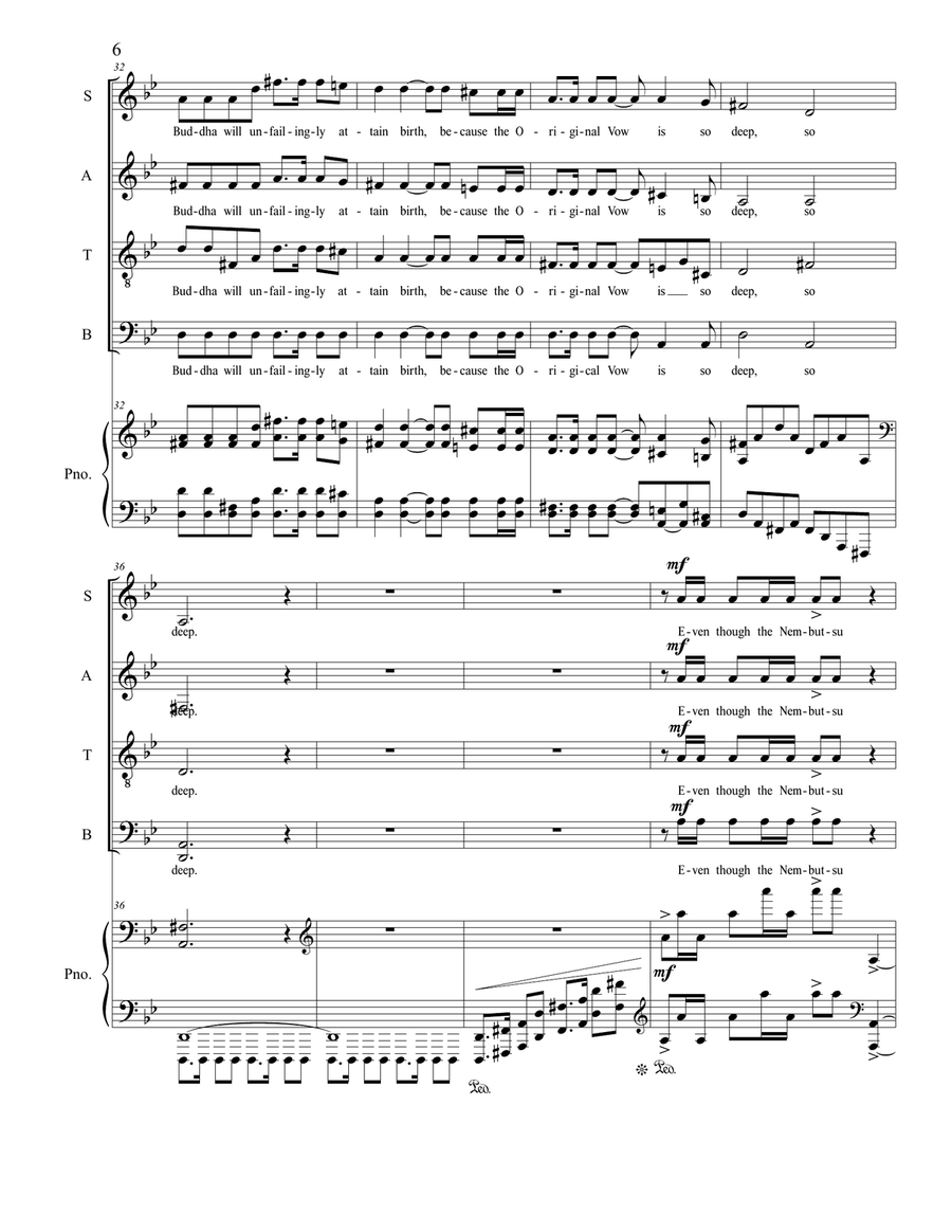 Dharma Words at Yokawa for Chorus SATB with Piano Accompaniment 4-Part scores gallery preview page 6