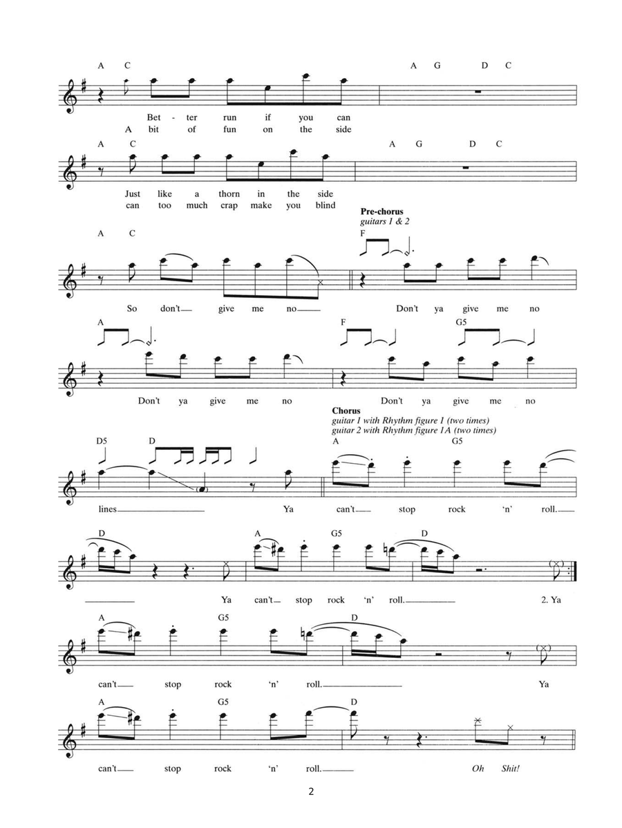 Can't Stop Rock 'N' Roll Guitar Tablature scores gallery preview page 2