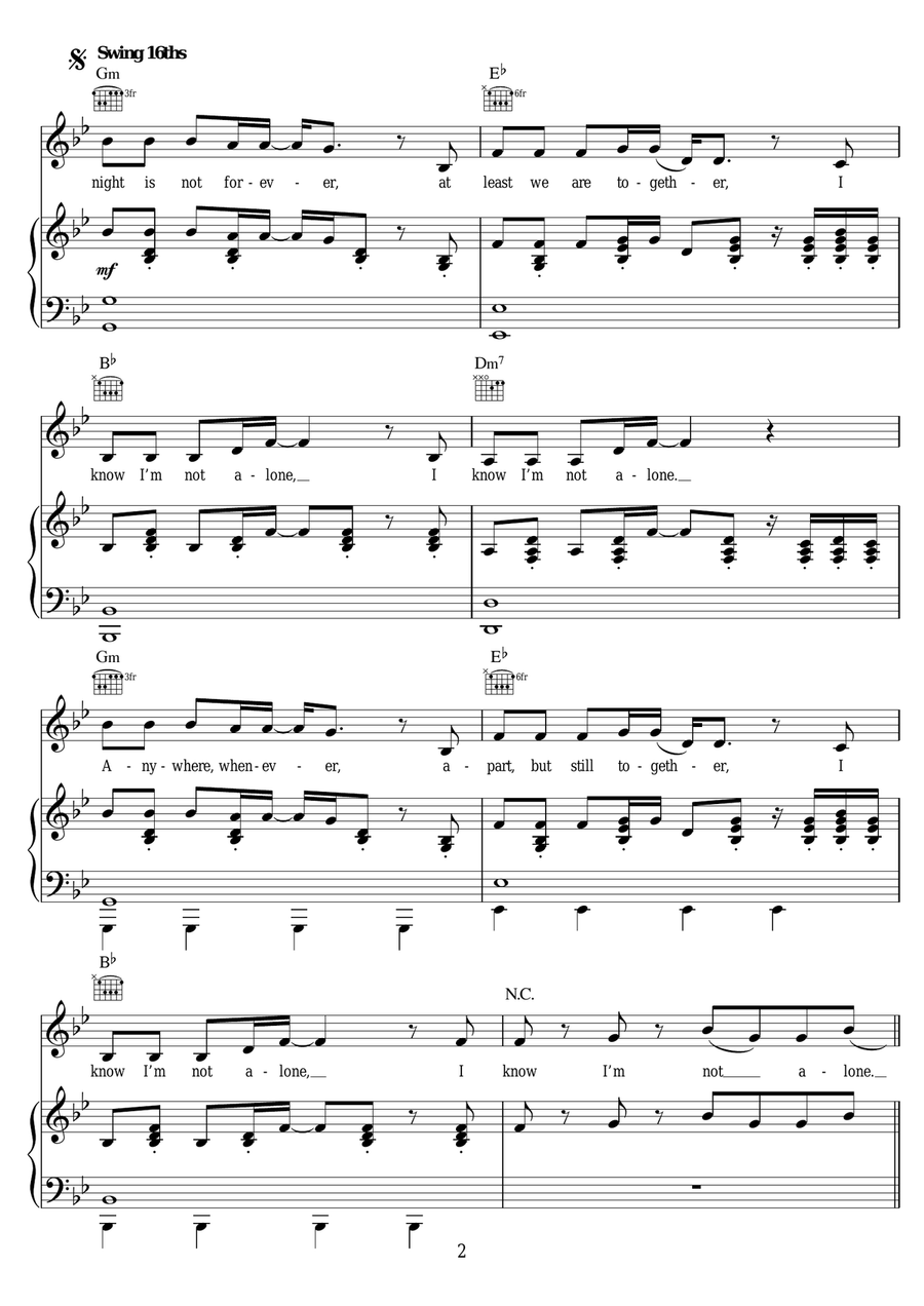 Alone Alone Piano, Vocal scores gallery preview page 2