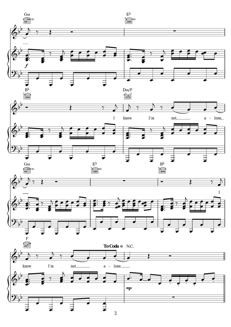 Alone Alone Piano, Vocal scores gallery preview page 3