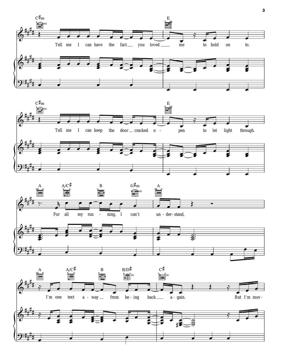 Moving On And Getting Over Piano, Vocal, Guitar scores gallery preview page 3