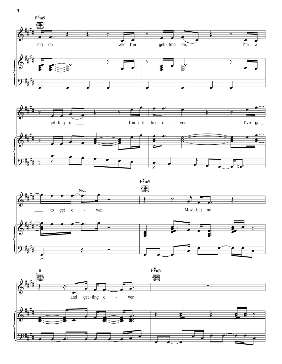 Moving On And Getting Over Piano, Vocal, Guitar scores gallery preview page 4