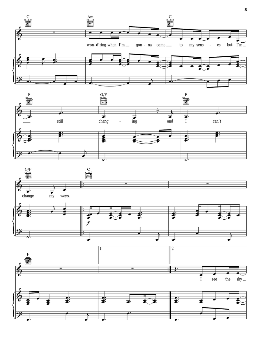 Changing Changing Piano, Vocal, Guitar scores gallery preview page 3