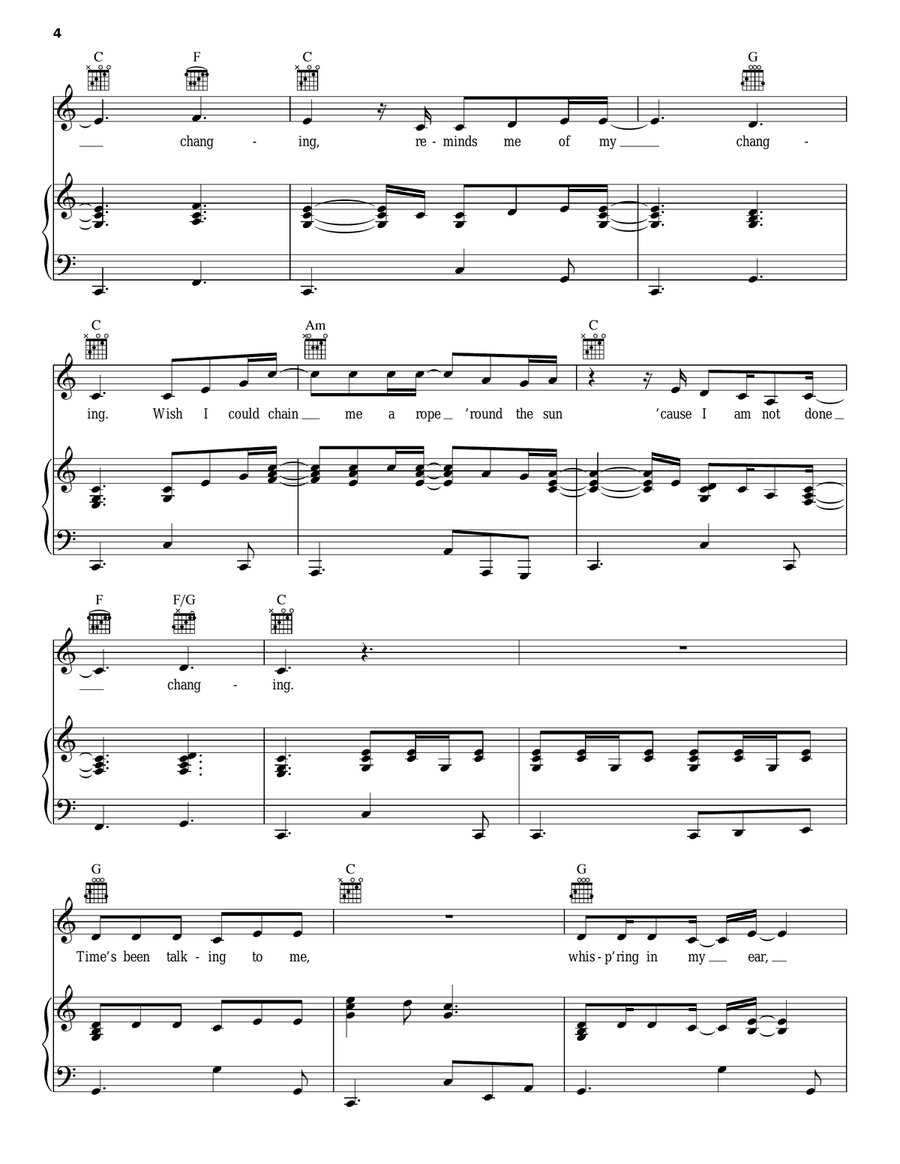 Changing Changing Piano, Vocal, Guitar scores gallery preview page 4