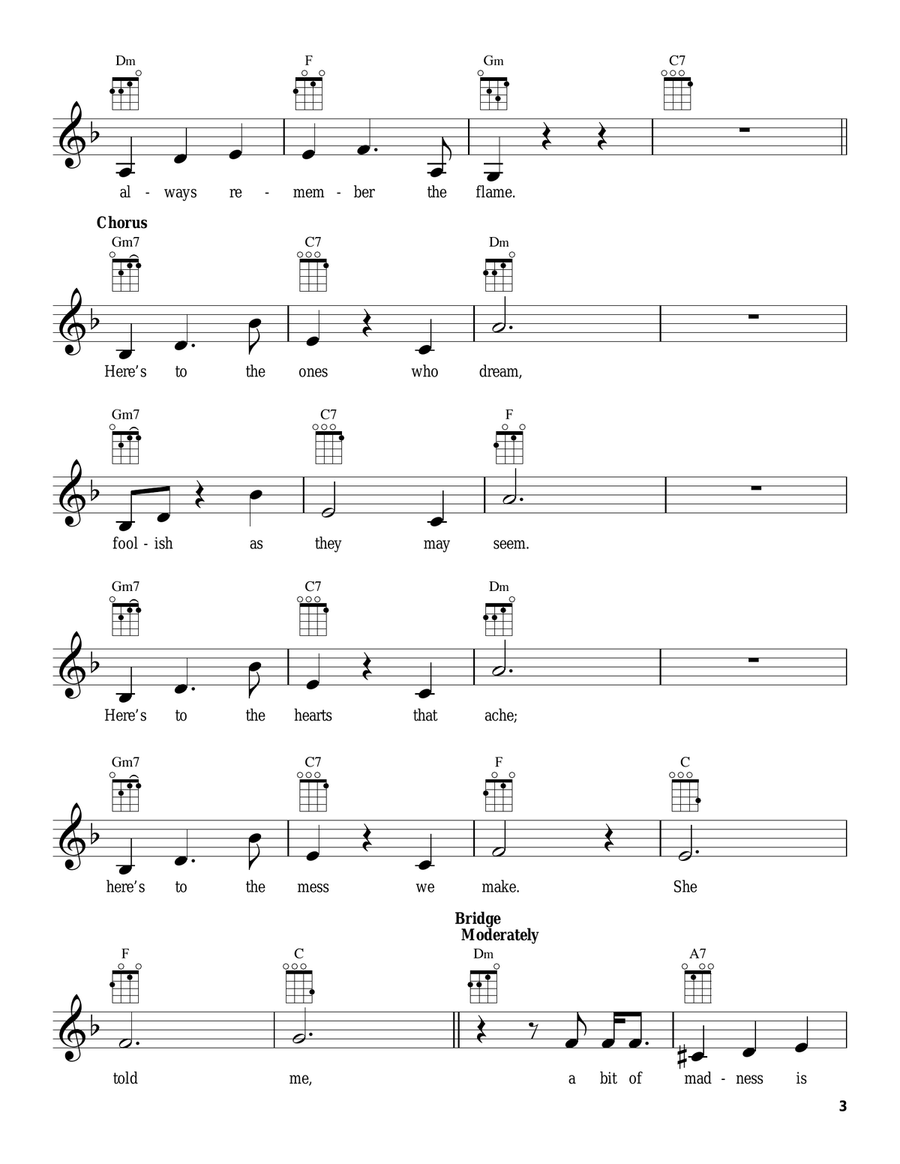 Audition (The Fools Who Dream) Ukulele scores gallery preview page 3