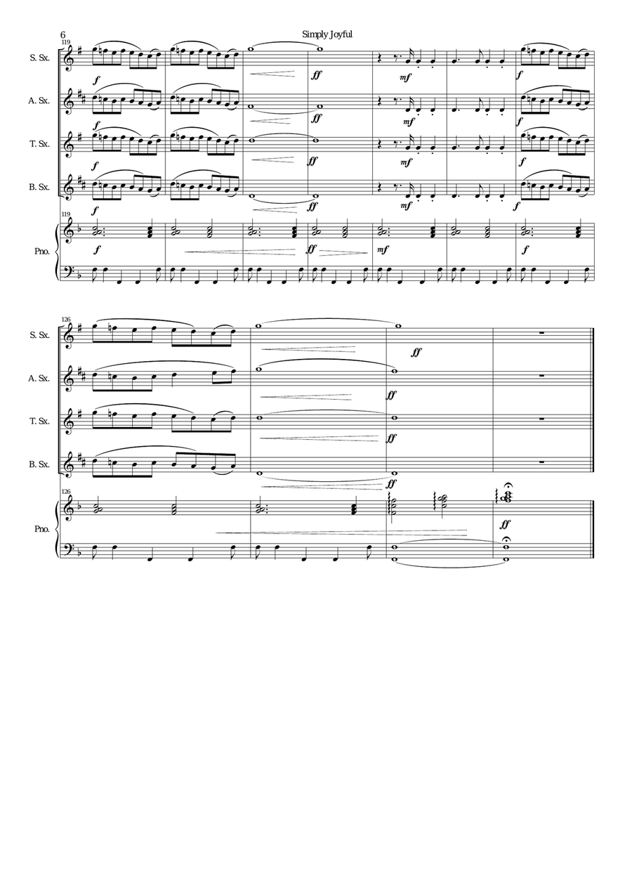 Simply joyful for saxophone quartet and piano Simply joyful for saxophone quartet and piano Tenor Saxophone scores gallery preview page 6