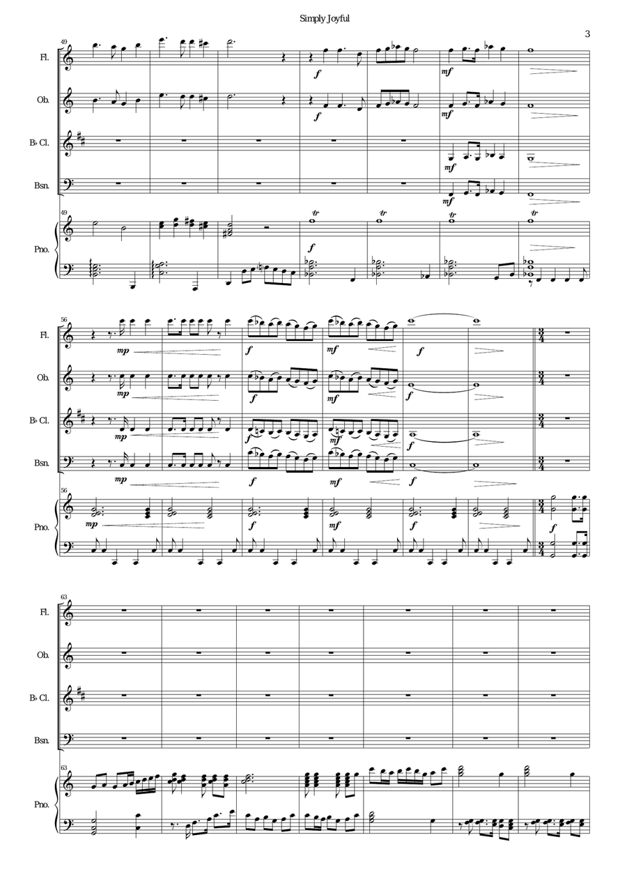 Simply joyful for wind quartet and piano Piano Accompaniment scores gallery preview page 3