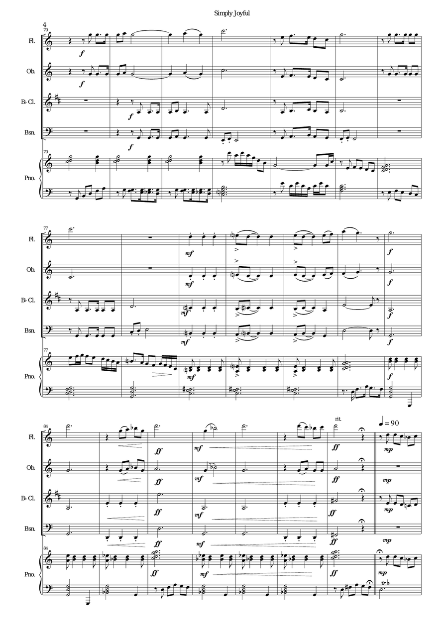 Simply joyful for wind quartet and piano Piano Accompaniment scores gallery preview page 4