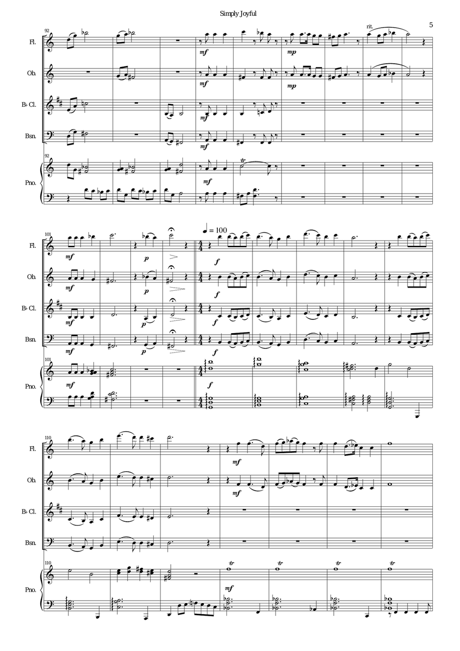 Simply joyful for wind quartet and piano Piano Accompaniment scores gallery preview page 5