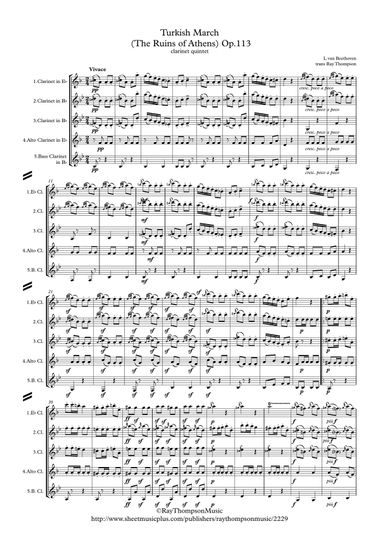 Beethoven: Turkish March (Ruins of Athens Op.113) - clarinet quintet