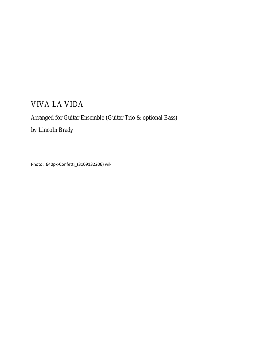 Viva La Vida Viva La Vida Guitar Ensemble scores gallery preview page 2