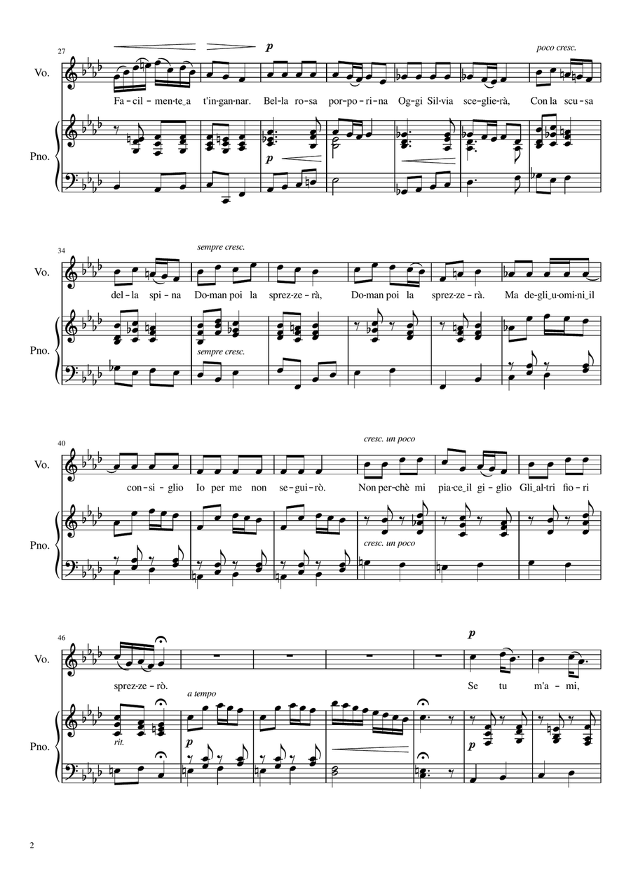 Se tu m'ami, se sospiri - F Minor Voice Solo scores gallery preview page 3